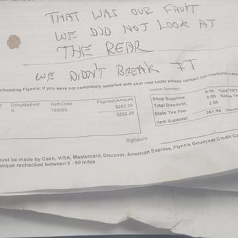 Flynn's Tire & Auto Service - Paper of manager Jack wrote it. Tried hide from this paper instead I grabbed them! - Auto Repair Near Me - Pittsburgh, Pennsylvania Flynn's Tire & Auto Service - Paper of manager Jack wrote it. Tried hide from this paper instead I grabbed them! - Auto Repair Near Me - Pittsburgh, Pennsylvania