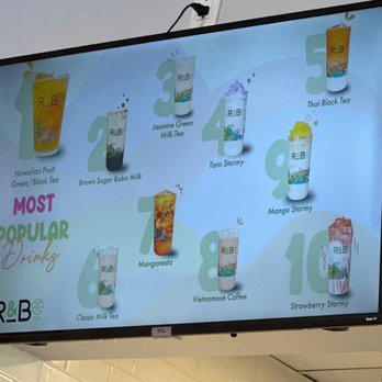 R&B Tea - Menu most popular - Bubble Tea Near Me - Huntington Beach, California