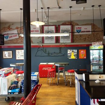 Cabarrus Creamery - seating at hi-tops and room for general milling about - Ice Cream & Frozen Yogurt Near Me - Concord, North Carolina