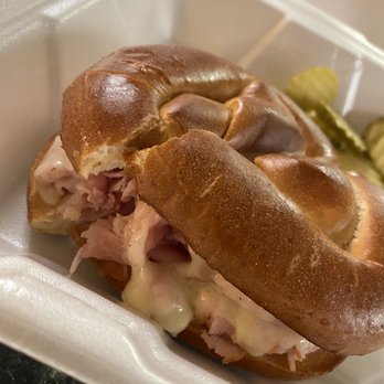 Bake's Place - Swiss and hot ham on pretzel buns - Delis Near Me - Cincinnati, Ohio
