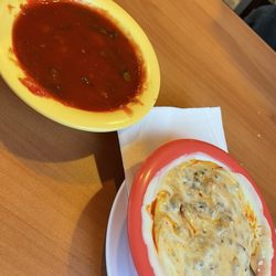 Tacoma Taco & Enchilada Grill - Complementary chips and salsa and added the chori queso with it
