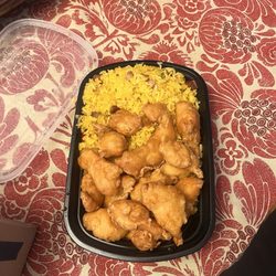 Lucky Restaurant - Sweet and sour chicken with fried rice