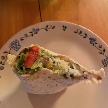 Luchador Tacos - About half way eaten "Vegarritto" (vegan burrito) - Tacos Near Me - Windham, Maine