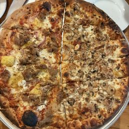 Half Our Maple Fennel Sausage and half Mopsy's Kalua Pork Pie