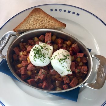 Bouchon - Breakfast: Hachis de Merguez with poached eggs - French Near Me - Las Vegas, Nevada