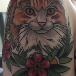 Immediately after getting my tattoo. Attached is a photo so you can see how great he is of accuracy.