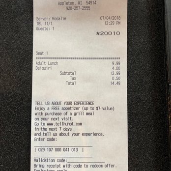 HuHot Mongolian Grill - The bill.  I was so full, when I got back to the hotel, I went to sleep. - Mongolian Near Me - Appleton, Wisconsin