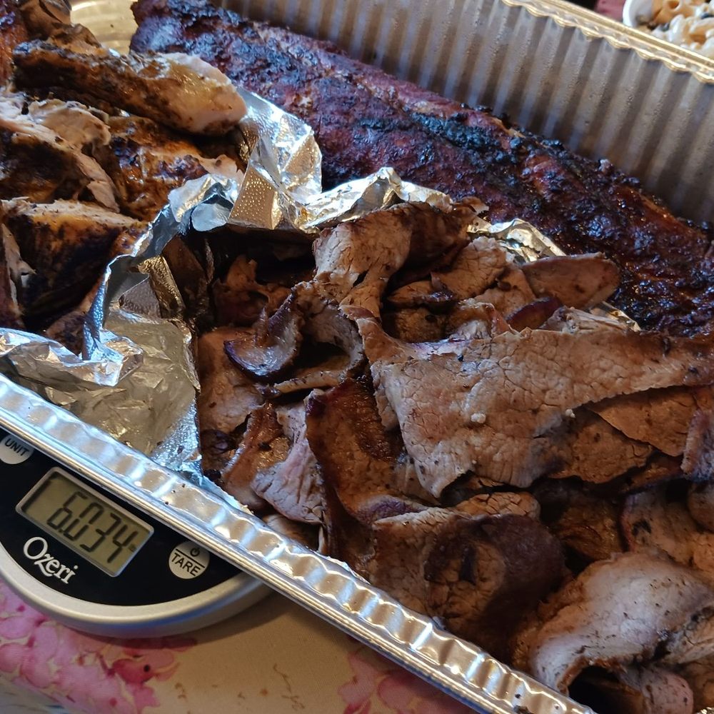 Smokin' Ed's BBQ - $110 combo #4 includes 6 pounds of meat, averaging $18 per pound. 1 tri tip, 1 chicken and 1 rack of ribs. - Food Trucks Near Me - Reseda, California Smokin' Ed's BBQ - $110 combo #4 includes 6 pounds of meat, averaging $18 per pound. 1 tri tip, 1 chicken and 1 rack of ribs. - Food Trucks Near Me - Reseda, California