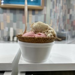 Kayden's Ice Cream & Candies - Double scoop strawberry and peanut butter cookie dough