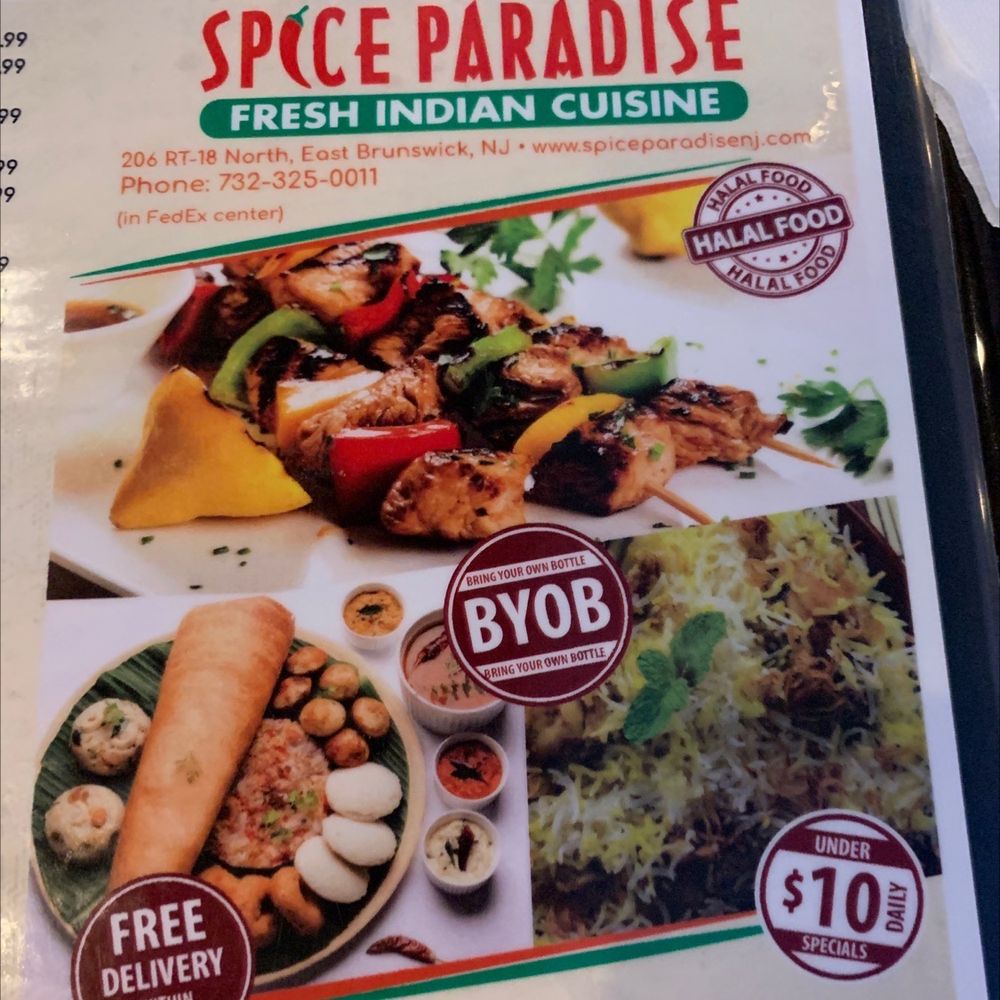 Spice Paradise Indian Restaurant - Menu cover - Indian Near Me - East Brunswick, New Jersey Spice Paradise Indian Restaurant - Menu cover - Indian Near Me - East Brunswick, New Jersey