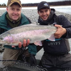 Chugach Backcountry Fishing - Jason and Corey with. A February Rainbow -- Awesome  Fish !!