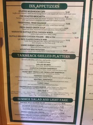 Menu photo 6 Tamarack Inn Lake George, NY