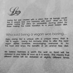 Loving Hut Archway - Their Mission Statement