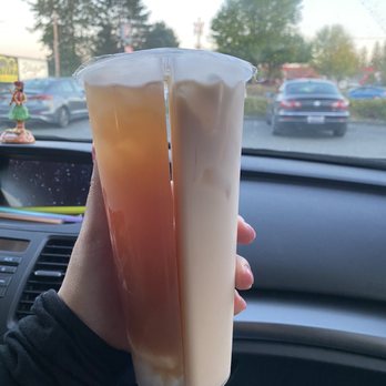 Pochi Bubble Tea Cafe - Honey Green Milk Tea & Mango Green Tea with lychee jelly - Bubble Tea Near Me - Lynnwood, Washington