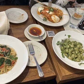 Bistro La Baia - Half loaf of bread, Capellini Johnny Rocco,  Homemade Gnocchi (lunch), they even made us a lunch version of the chicken parm - Italian Near Me - Philadelphia, Pennsylvania