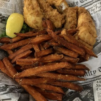 Crazy Fish Seafood Shack - Fish and Chips with sweet potato fries - Seafood Near Me - Lake Wales, Florida Crazy Fish Seafood Shack - Fish and Chips with sweet potato fries - Seafood Near Me - Lake Wales, Florida