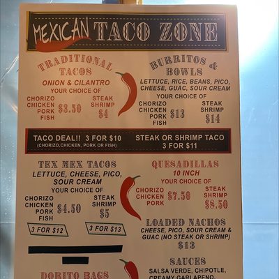 Menu photo 3 Mexican Taco Zone Welland, ON