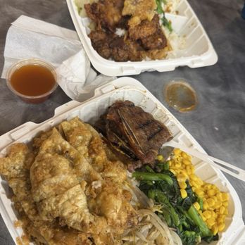 Gina's Kapolei - Meat Jun w/ garlic chicken and meat Jun w/ kal bi combo plates - Barbeque Near Me - Kapolei, Hawaii Gina's Kapolei - Meat Jun w/ garlic chicken and meat Jun w/ kal bi combo plates - Barbeque Near Me - Kapolei, Hawaii