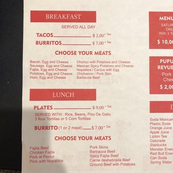 Texas Tacos Express - a menu for breakfast - Mexican Near Me - Houston, Texas