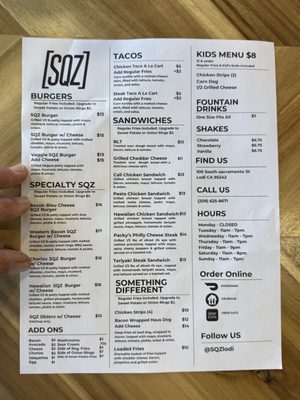 Menu photo 2 SQZ Burger Lodi, CA Menu photo 2 SQZ Burger Lodi, CA