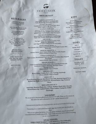 Menu photo 1 Swift Creek Cafe Whitefish, MT