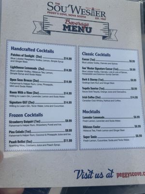 Menu photo 7 Sou'Wester Gift & Restaurant Peggy's Cove, NS