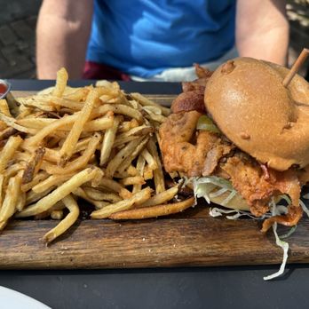 Dada - Fried Chicken Sandwich. Well done fries. - New American Near Me - Delray Beach, Florida Dada - Fried Chicken Sandwich. Well done fries. - New American Near Me - Delray Beach, Florida