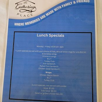 The Gathering Place - Menu 5/28/25 - New American Near Me - Foley, Alabama The Gathering Place - Menu 5/28/25 - New American Near Me - Foley, Alabama