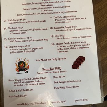 Iowa Buffet - Menu #2 - Dive Bars Near Me - Saint Louis, Missouri Iowa Buffet - Menu #2 - Dive Bars Near Me - Saint Louis, Missouri