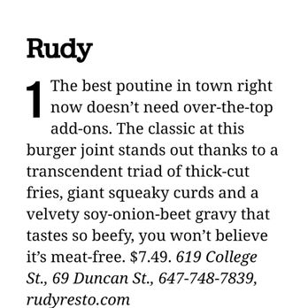 Rudy - Looks like I'm not the only one who thinks RUDY makes the best poutine :D - Burgers Near Me - Toronto, Ontario Rudy - Looks like I'm not the only one who thinks RUDY makes the best poutine :D - Burgers Near Me - Toronto, Ontario