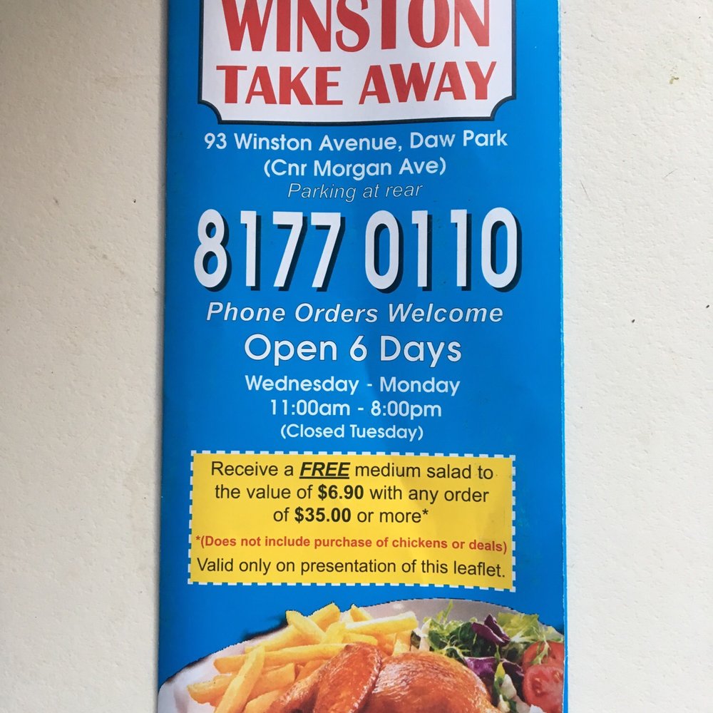 Winston Take-away - Menu - Restaurants Near Me - Daw Park, SA