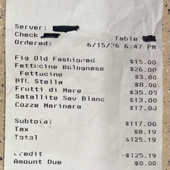 Toscana's Ristorante - $3 charge for fettucine - Italian Near Me - Peabody, Massachusetts