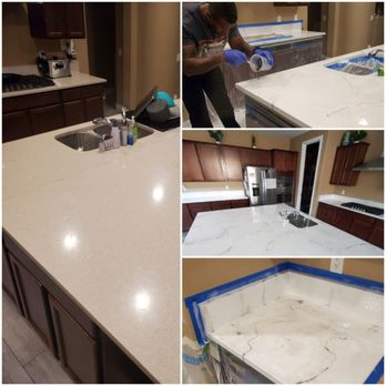Desired Coating Solutions - Kitchen counter top refinishing with Metallic Epoxy - Refinishing Services Near Me Desired Coating Solutions - Kitchen counter top refinishing with Metallic Epoxy - Refinishing Services Near Me