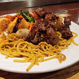 Filet mignon, shrimp, vegetables, lo mein, fried rice Filet mignon, shrimp, vegetables, lo mein, fried rice