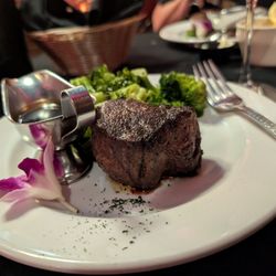 Nick's Ristorante - 6 oz. Filet medium cooked "pittsburg" seared outside, medium in. Delicious