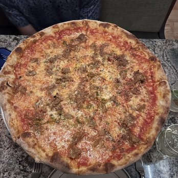 DeNuccis - Sausage and onion pizza with hot peppers - New American Near Me - Lincoln Park, Illinois DeNuccis - Sausage and onion pizza with hot peppers - New American Near Me - Lincoln Park, Illinois