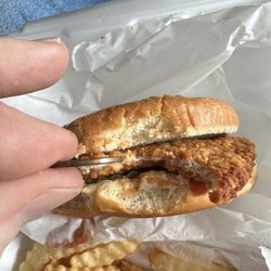 Mr Weenie - Penny held up to paper thin "tenderloin"