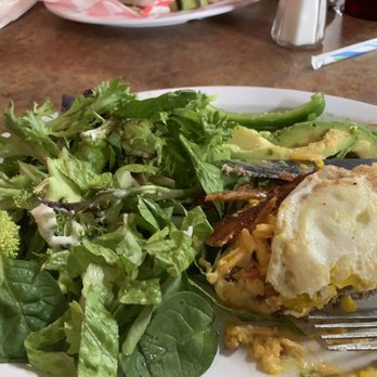 Walker's Cafe - Bun less red eye burger with house made pimento cheese and fried egg. - American Near Me - Madisonville, Texas