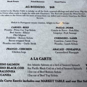 AG Steakhouse - I took a pictures of the meats on the menu so I could ensure I tried them ALL!!! - Brazilian Near Me - Westbury, New York AG Steakhouse - I took a pictures of the meats on the menu so I could ensure I tried them ALL!!! - Brazilian Near Me - Westbury, New York
