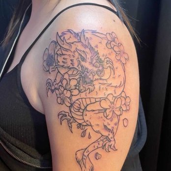 Absolute Ink - Dragon & cherry blossoms - Piercing Near Me - Burien, Washington