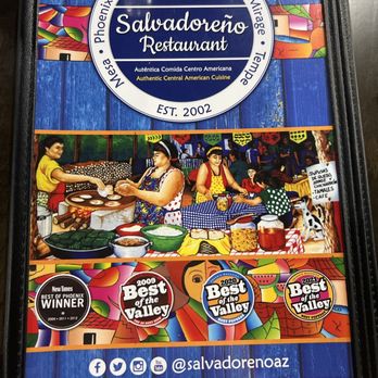 Salvadoreno Restaurant - This is the cover of their menu - Salvadoran Near Me - Tempe, Arizona