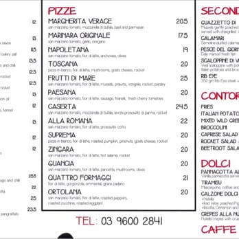 90 Secondi - Menu as at Dec-13 - Italian Near Me - Melbourne, VIC