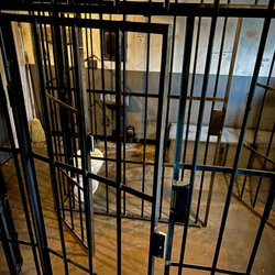Escape Room Downtown - View of inside the Canton Criminals prison escape room...
