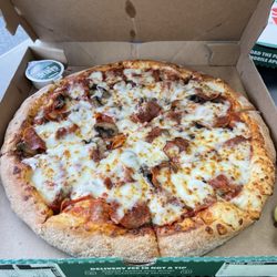 Papa Johns Pizza - Large pepperoni mushroom. These pizzas are so cheesy. Love the thick gooey mozzarella!