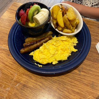Eight AM - Eggs sausage and fruit. - New American Near Me - San Francisco, California Eight AM - Eggs sausage and fruit. - New American Near Me - San Francisco, California