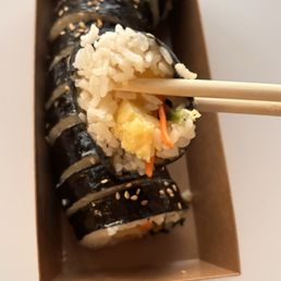 vegetarian kimbap: carrots, spinach, pickled radish, and egg vegetarian kimbap: carrots, spinach, pickled radish, and egg