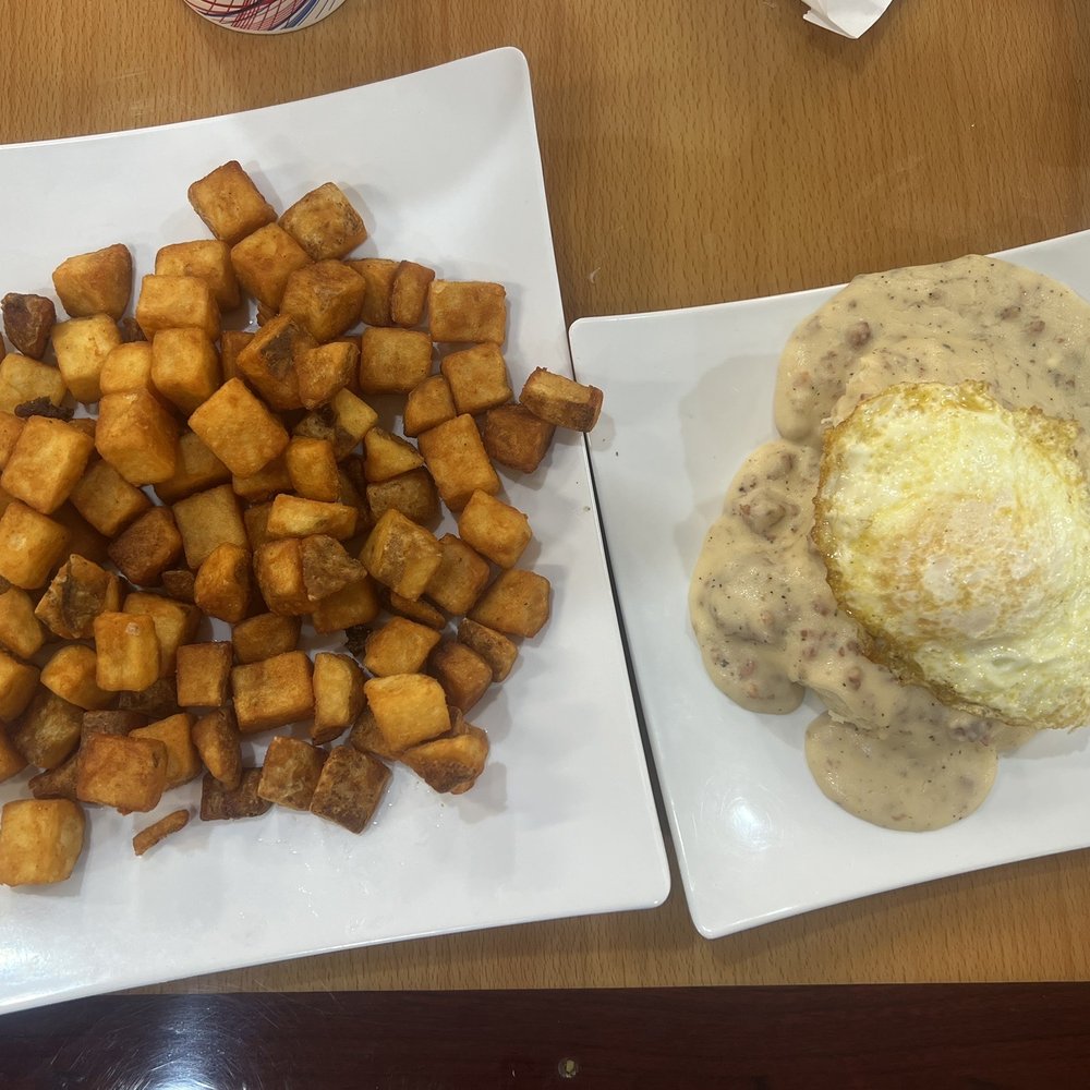 Carl's Donuts & Bakery - Half Order Biscuits & Gravy, egg and home fries. - Donuts Near Me - Avon, Indiana Carl's Donuts & Bakery - Half Order Biscuits & Gravy, egg and home fries. - Donuts Near Me - Avon, Indiana