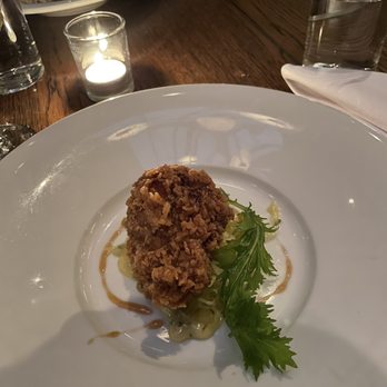 The Grey - 3 of 6 set course dinner. Was some of the best fried chicken I've ever had. It was so incredibly tender - New American Near Me - Savannah, Georgia The Grey - 3 of 6 set course dinner. Was some of the best fried chicken I've ever had. It was so incredibly tender - New American Near Me - Savannah, Georgia