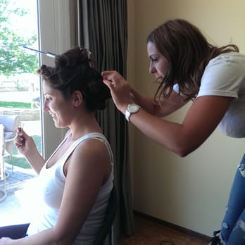 Allure Beauties - The bride in the middle of being beautified by the amazing Kate! - Makeup Artists Near Me