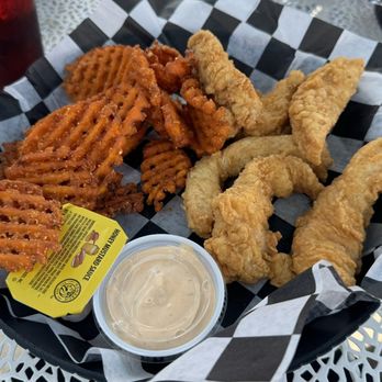 218 Venture Bar and Eatery - Chicken tenders and sweet potato waffle fries - Desserts Near Me - Park Rapids, Minnesota 218 Venture Bar and Eatery - Chicken tenders and sweet potato waffle fries - Desserts Near Me - Park Rapids, Minnesota